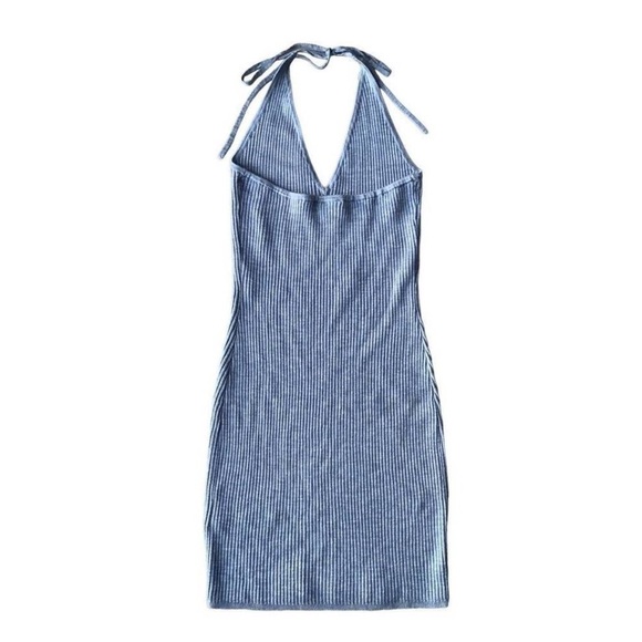 Abercrombie & Fitch Elevated Knit Halter Mini Dress  Blue Pattern M new - Picture 7 of 13